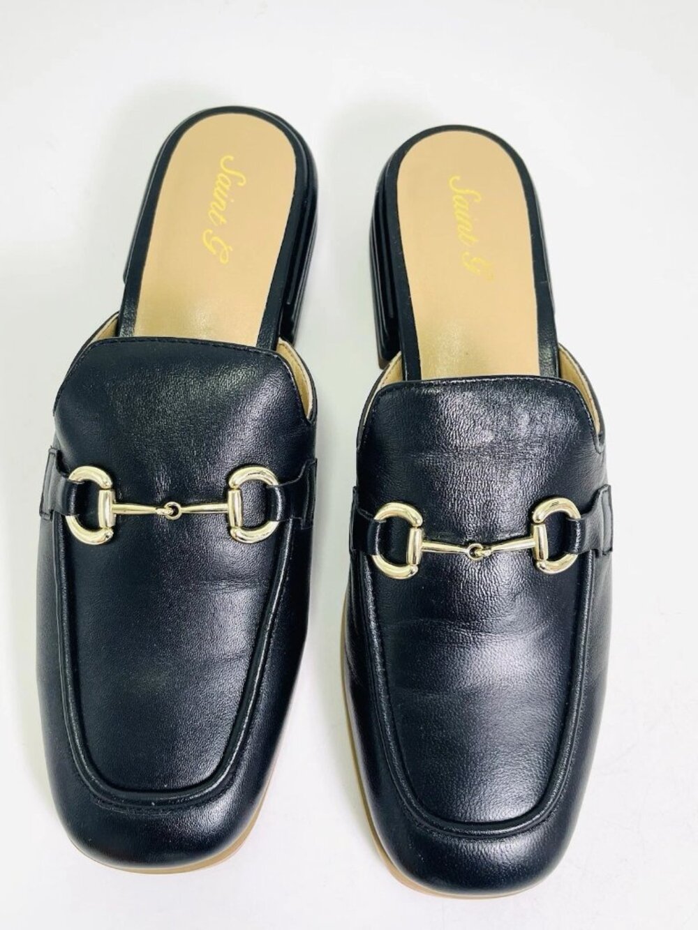 Saint G Savannah Moc Toe Loafer Mule Black Women’s Size 9 Leather NIB